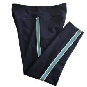 JoyLab Side Stripe Athletic Yoga Leggings in Women’s Size L, Navy Blue.